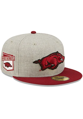 New Era Arkansas Razorbacks Mens Grey Heather Patch 59FIFTY Fitted Hat