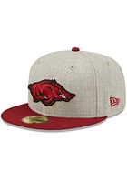 New Era Arkansas Razorbacks Mens Grey Heather Patch 59FIFTY Fitted Hat