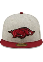 New Era Arkansas Razorbacks Mens Grey Heather Patch 59FIFTY Fitted Hat