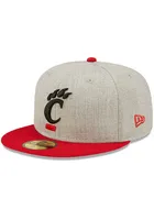 New Era Cincinnati Bearcats Mens Grey Heather Patch 59FIFTY Fitted Hat