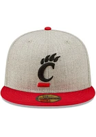 New Era Cincinnati Bearcats Mens Grey Heather Patch 59FIFTY Fitted Hat