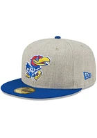 New Era Kansas Jayhawks Mens Grey Heather Patch 59FIFTY Fitted Hat
