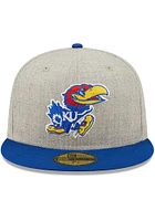 New Era Kansas Jayhawks Mens Grey Heather Patch 59FIFTY Fitted Hat