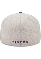 New Era LSU Tigers Mens Grey Heather Patch 59FIFTY Fitted Hat