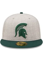 New Era Michigan State Spartans Mens Grey Heather Patch 59FIFTY Fitted Hat