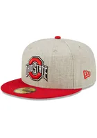 New Era Ohio State Buckeyes Mens Grey Heather Patch 59FIFTY Fitted Hat