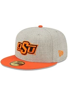 New Era Oklahoma State Cowboys Mens Grey Heather Patch 59FIFTY Fitted Hat