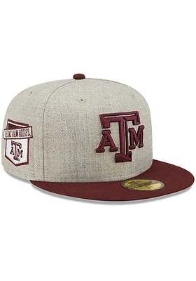 New Era Texas A&M Aggies Mens Grey Heather Patch 59FIFTY Fitted Hat