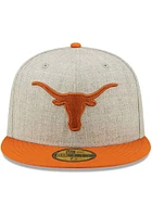 New Era Texas Longhorns Mens Grey Heather Patch 59FIFTY Fitted Hat
