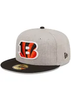 New Era Cincinnati Bengals Mens Grey Heather Patch 59FIFTY Fitted Hat