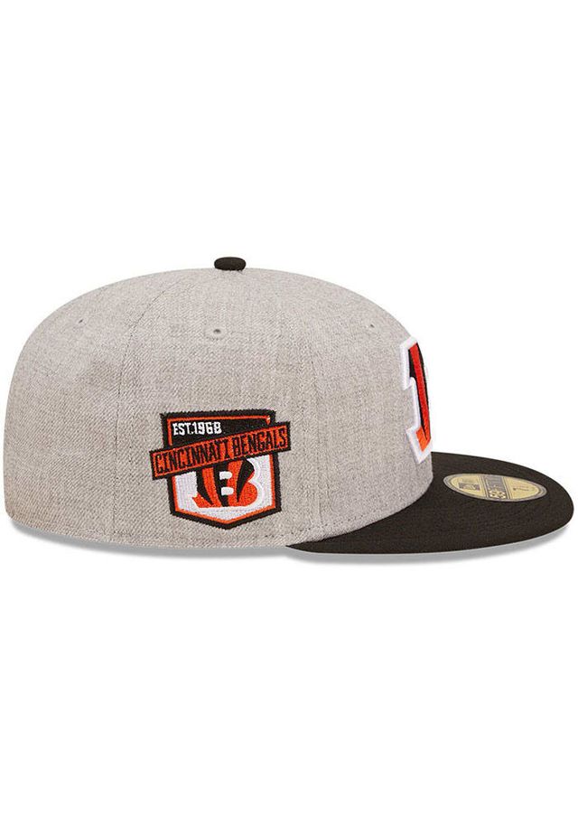 New Era Cincinnati Bengals Mens Grey Heather Patch 59FIFTY Fitted Hat