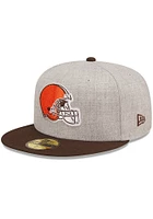 New Era Cleveland Browns Mens Grey Heather Patch 59FIFTY Fitted Hat