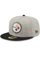 New Era Pittsburgh Steelers Mens Grey Heather Patch 59FIFTY Fitted Hat