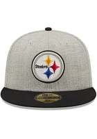 New Era Pittsburgh Steelers Mens Grey Heather Patch 59FIFTY Fitted Hat