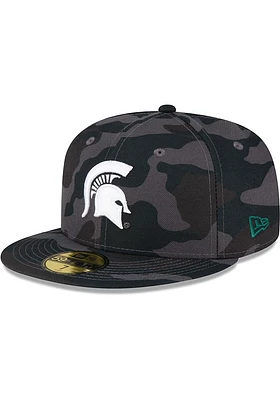 New Era Michigan State Spartans Mens Black Camo 59FIFTY Fitted Hat