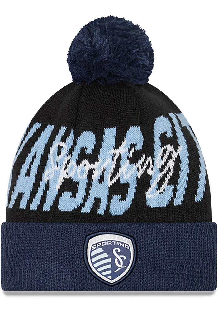 New Era Sporting Kansas City Black Confident Pom Mens Knit Hat