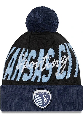 New Era Sporting Kansas City Black Confident Pom Mens Knit Hat