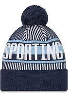 New Era Sporting Kansas City Navy Blue Striped Mens Knit Hat