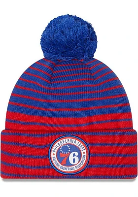 New Era Philadelphia 76ers Blue Patch Pom Mens Knit Hat