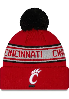 New Era Cincinnati Bearcats Red Repeat Pom Mens Knit Hat