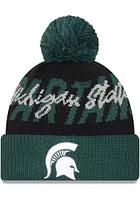 New Era Michigan State Spartans Black Confident Pom Mens Knit Hat
