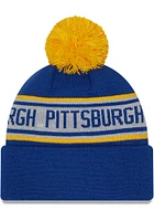 New Era Pitt Panthers Blue Repeat Pom Mens Knit Hat