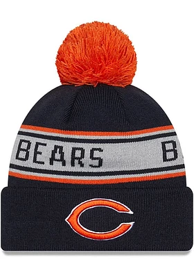 New Era Chicago Bears Navy Blue Repeat Pom Mens Knit Hat