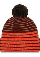 New Era Cleveland Browns Brown Patch Pom Mens Knit Hat