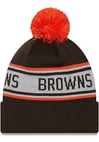 New Era Cleveland Browns Brown Repeat Pom Mens Knit Hat