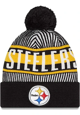 New Era Pittsburgh Steelers Black Striped Mens Knit Hat