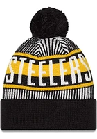 New Era Pittsburgh Steelers Black Striped Mens Knit Hat