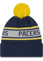 New Era Indiana Pacers Navy Blue Repeat Pom Mens Knit Hat