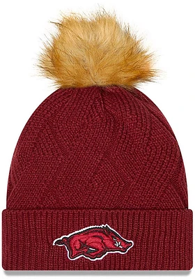 New Era Arkansas Razorbacks Red Snowy Womens Knit Hat