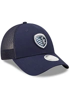 New Era Sporting Kansas City Navy Blue Logo Spark 9FORTY Womens Adjustable Hat
