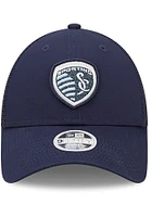 New Era Sporting Kansas City Navy Blue Logo Spark 9FORTY Womens Adjustable Hat