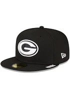 New Era Green Bay Packers Mens Black Side Patch 59FIFTY Fitted Hat