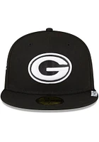 New Era Green Bay Packers Mens Black Side Patch 59FIFTY Fitted Hat