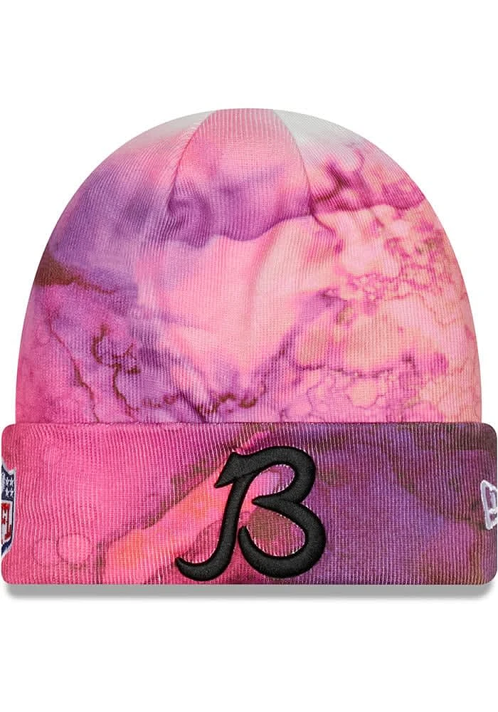 New Era Chicago Bears Pink 2022 Crucial Catch Cuff Mens Knit Hat