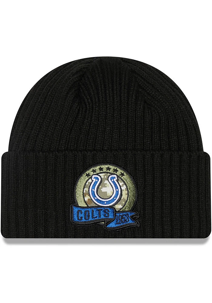 New Era Indianapolis Colts Black 2022 Salute to Service Cuff Mens Knit Hat
