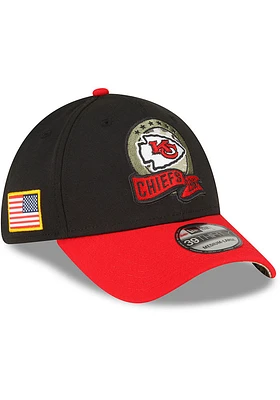 New Era Kansas City Chiefs Mens Black 2022 Salute to Service 39THIRTY Flex Hat