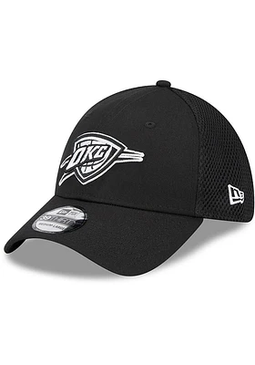 New Era Oklahoma City Thunder Mens Black White Logo Neo 39THIRTY Flex Hat