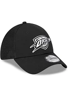 New Era Oklahoma City Thunder Mens Black White Logo Neo 39THIRTY Flex Hat
