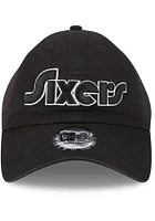 New Era Philadelphia 76ers White Logo Alt Casual Classic Adjustable Hat - Black