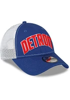 New Era Detroit Pistons Trucker 9FORTY Adjustable Hat - Blue