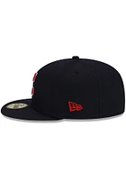 New Era Cleveland Guardians Mens Navy Blue Road AC 59FIFTY Fitted Hat