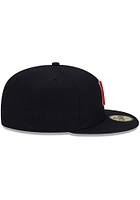 New Era Cleveland Guardians Mens Navy Blue Road AC 59FIFTY Fitted Hat