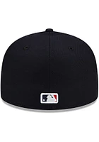 New Era Cleveland Guardians Mens Navy Blue Road AC 59FIFTY Fitted Hat