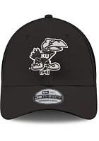 New Era Kansas Jayhawks Mens Black White Logo Neo 39THIRTY Flex Hat