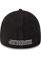 New Era Kansas Jayhawks Mens Black White Logo Neo 39THIRTY Flex Hat