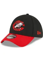 New Era Cincinnati Reds Mens Black Cooperstown 2T Team Classic Flex Hat